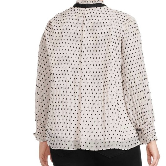 MAX STUDIO Pleated Swiss Dot Necktie Blouse/ size M - Picture 5 of 8